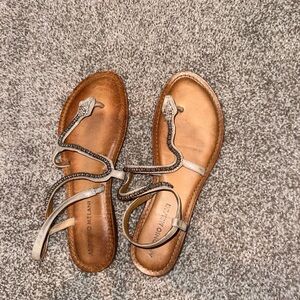 ANTONIO MELANI Brown Sandals with Silver Details